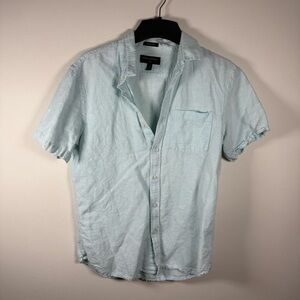 Banana Republic Linen Ice Blue Business Casual Button Down Shirt Size Medium